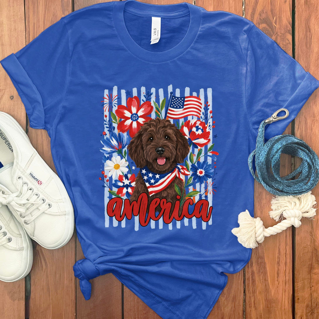 Chocolate Doodle America T-Shirt in True Royal / S by Puppy Jo