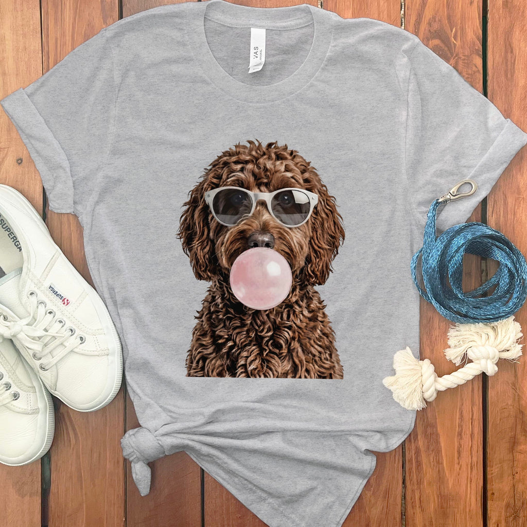 Chocolate Doodle Bubblegum T-Shirt in Athletic Heather / S by Puppy Jo