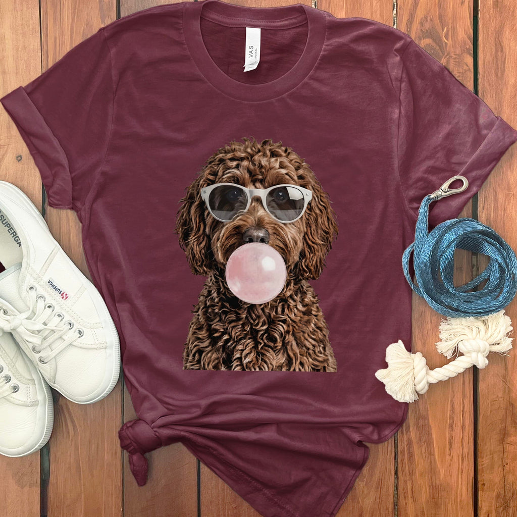 Chocolate Doodle Bubblegum T-Shirt in Maroon / S by Puppy Jo