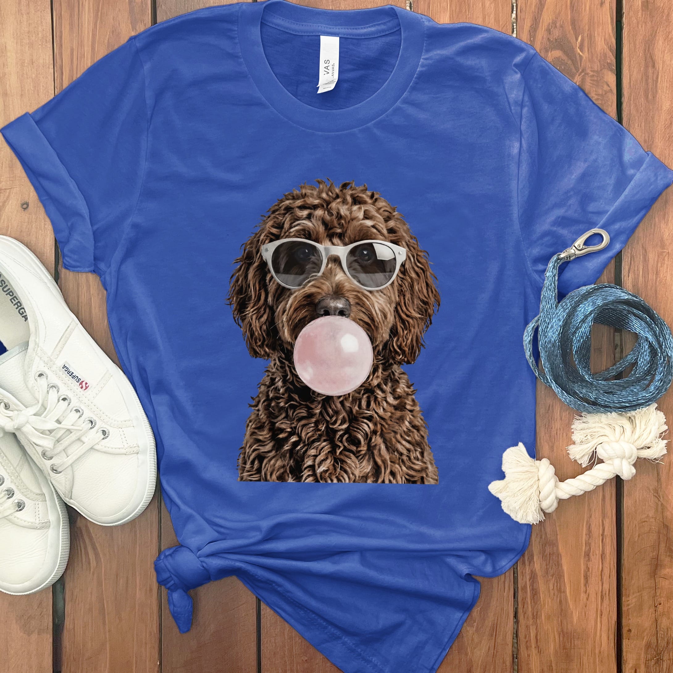 Chocolate Doodle Bubblegum T-Shirt in True Royal / S by Puppy Jo