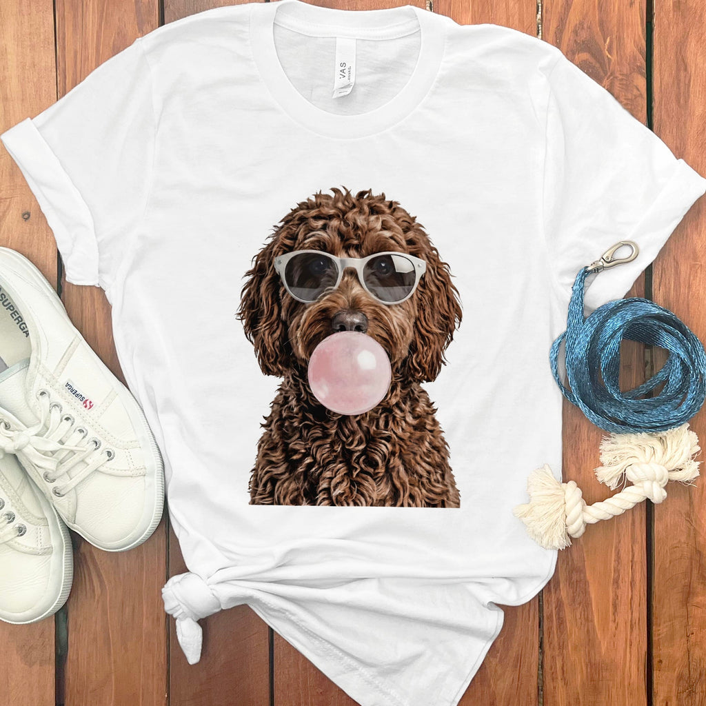 Chocolate Doodle Bubblegum T-Shirt in White / S by Puppy Jo