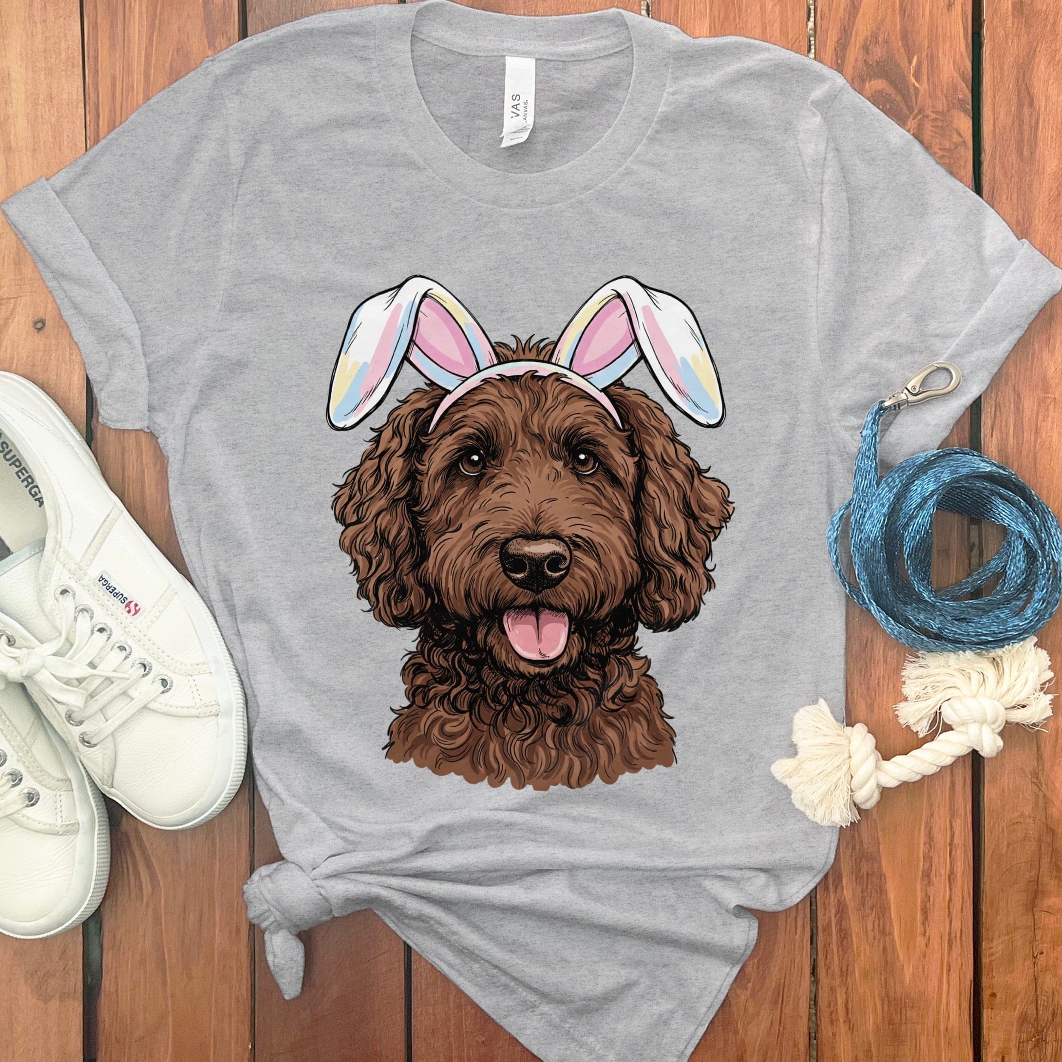 Chocolate Doodle Bunny T-Shirt in Athletic Heather / S by Puppy Jo