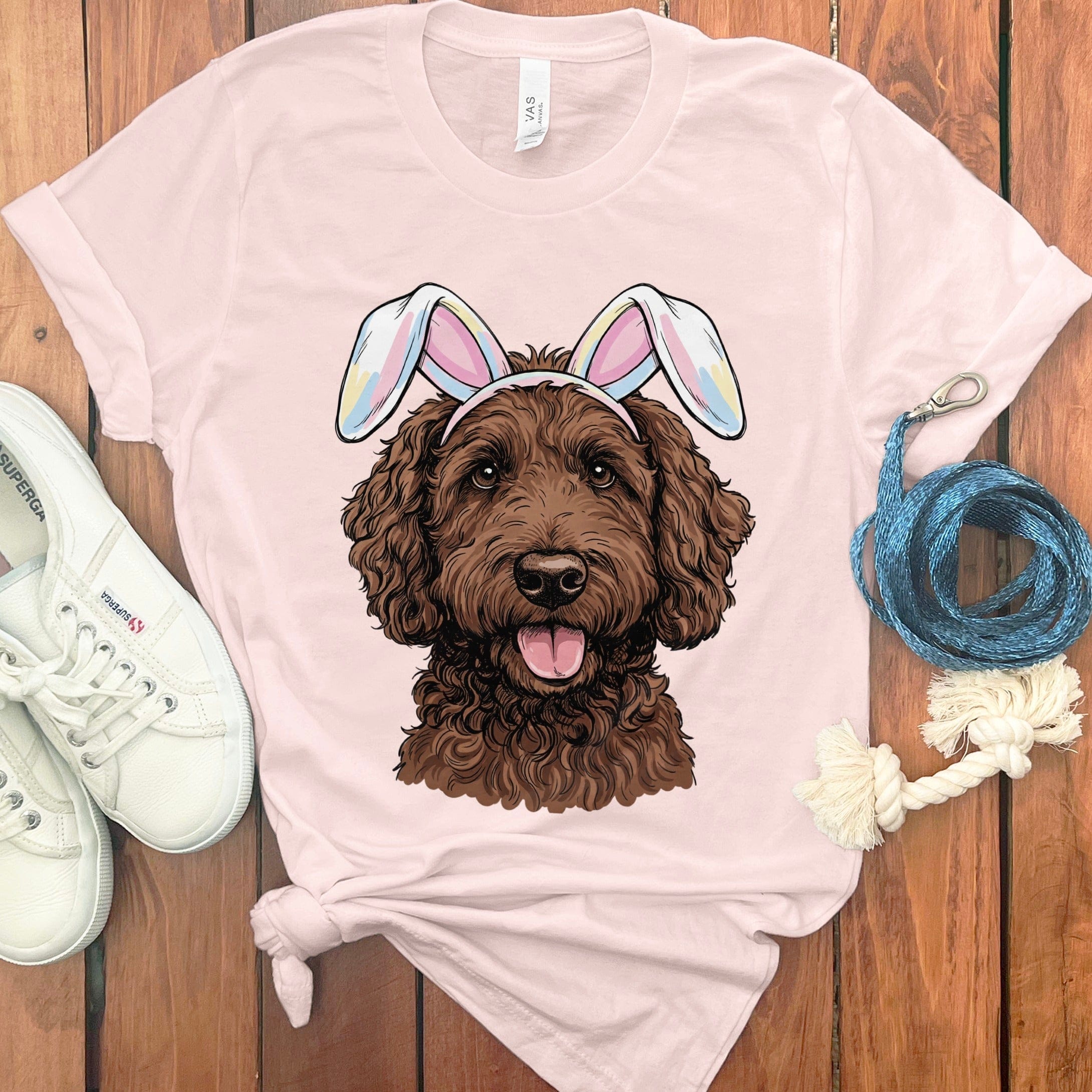 Chocolate Doodle Bunny T-Shirt in Soft Pink / S by Puppy Jo