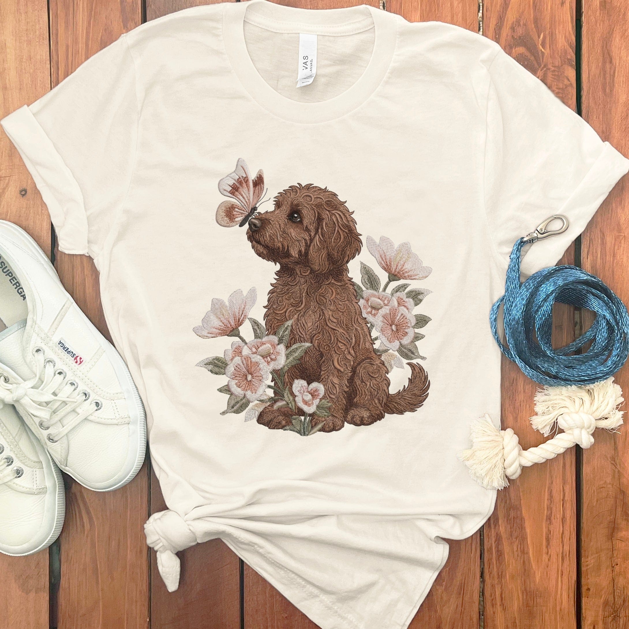 Chocolate Doodle Butterfly Kiss T-Shirt in Natural / M by Puppy Jo