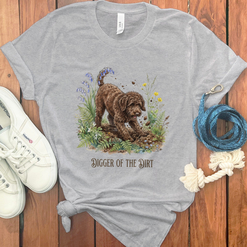 Chocolate Doodle Dirt T-Shirt in Athletic Heather / S by Puppy Jo