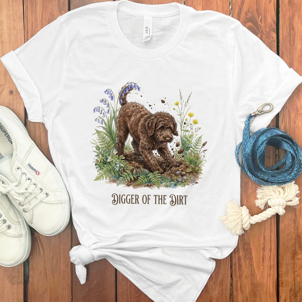 Chocolate Doodle Dirt T-Shirt in White / S by Puppy Jo