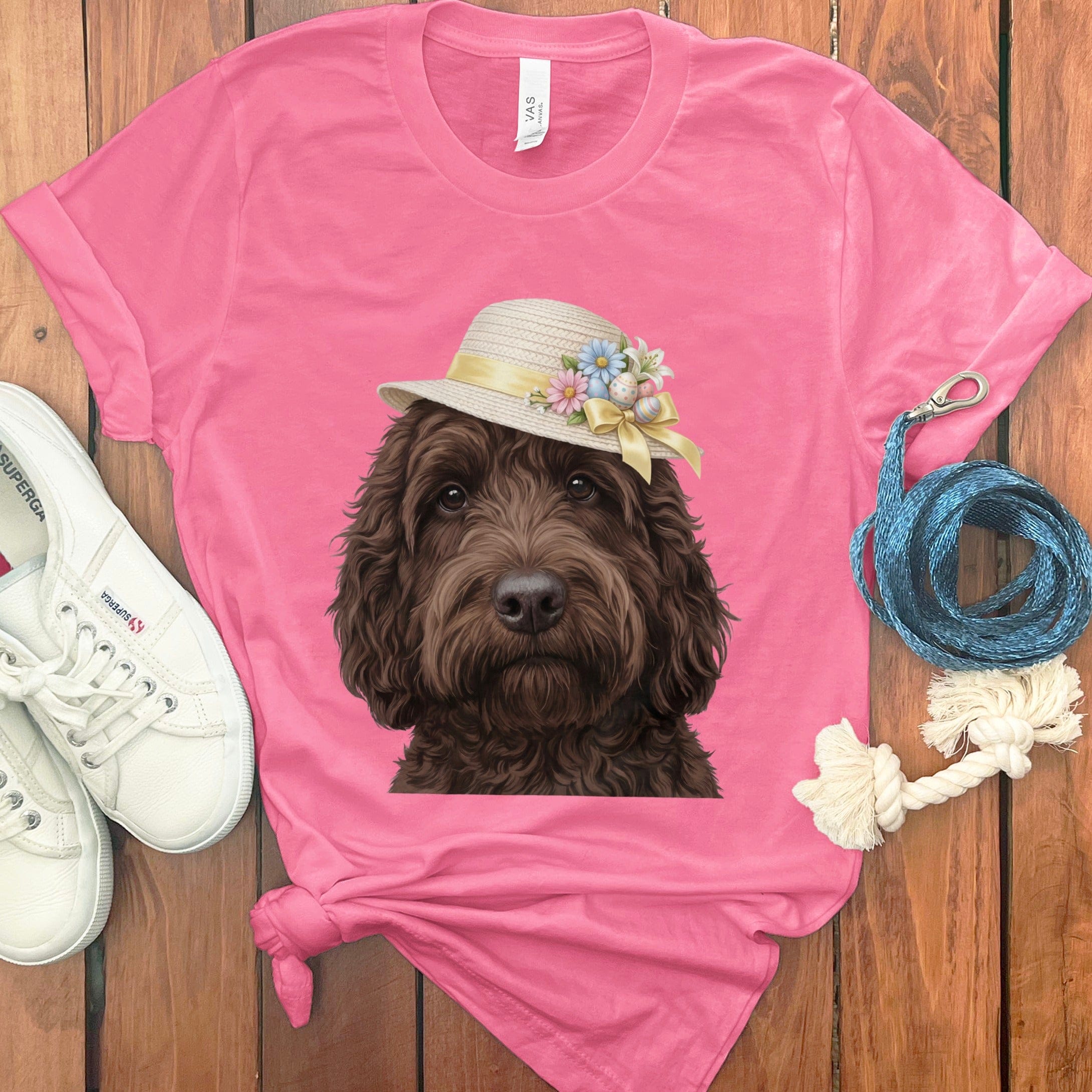 Chocolate Doodle Easter T-Shirt in Charity Pink / M by Puppy Jo