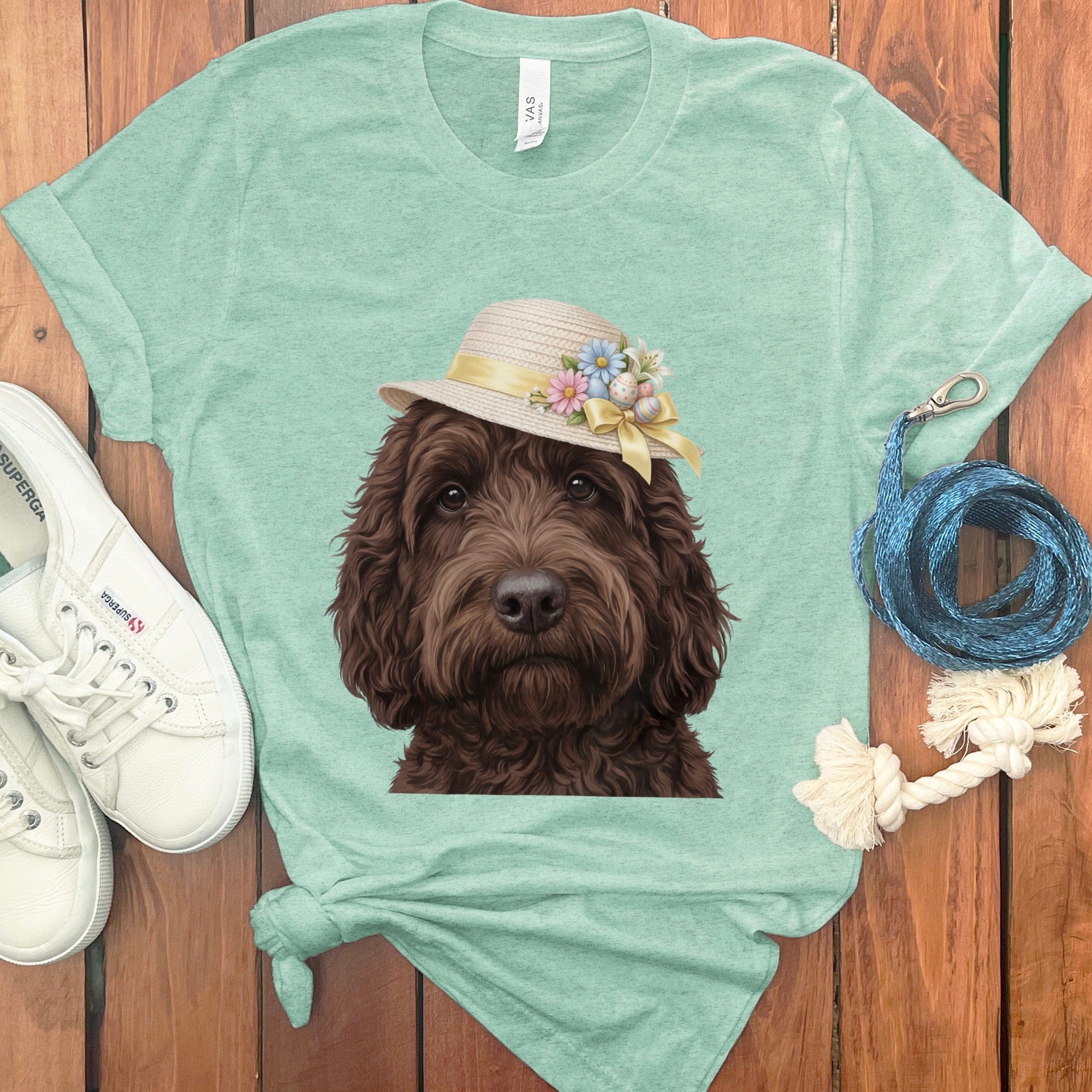 Chocolate Doodle Easter T-Shirt in Heather Mint / M by Puppy Jo