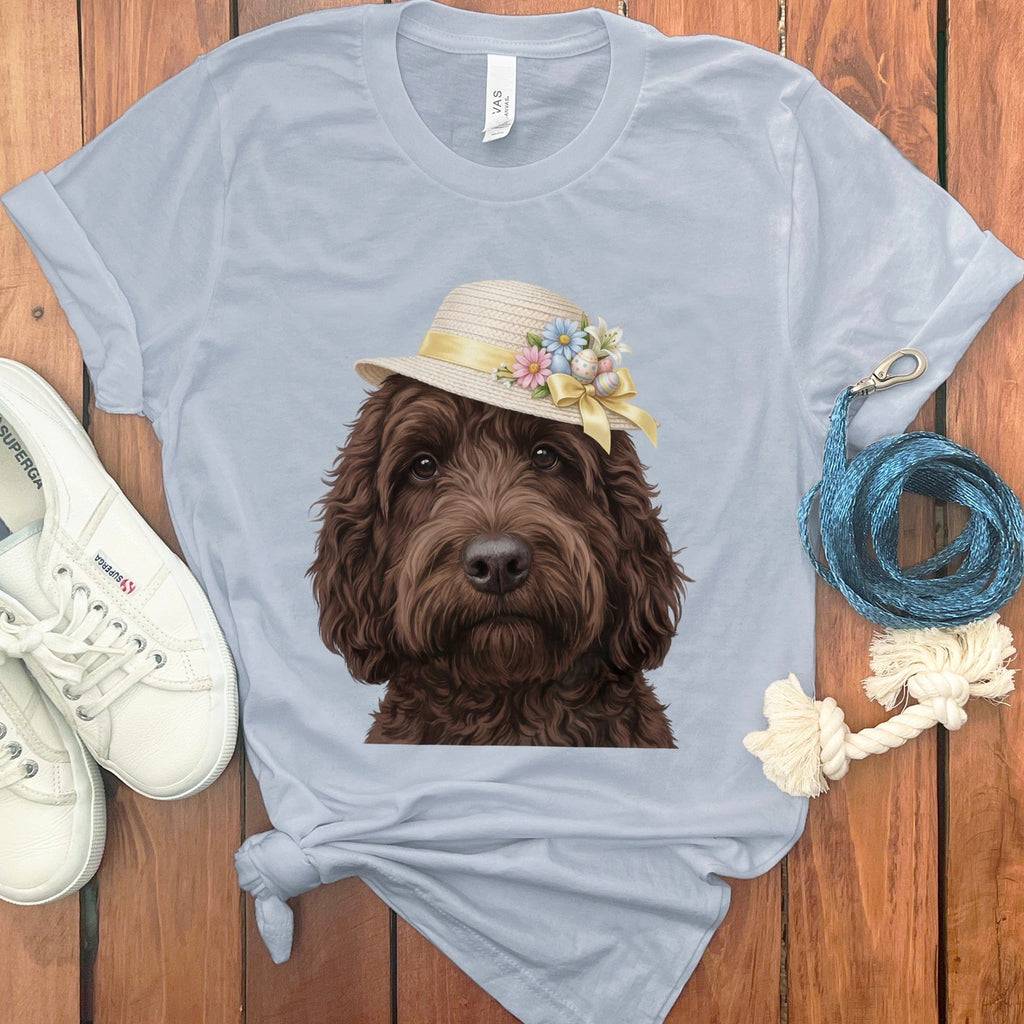 Chocolate Doodle Easter T-Shirt in Light Blue / M by Puppy Jo