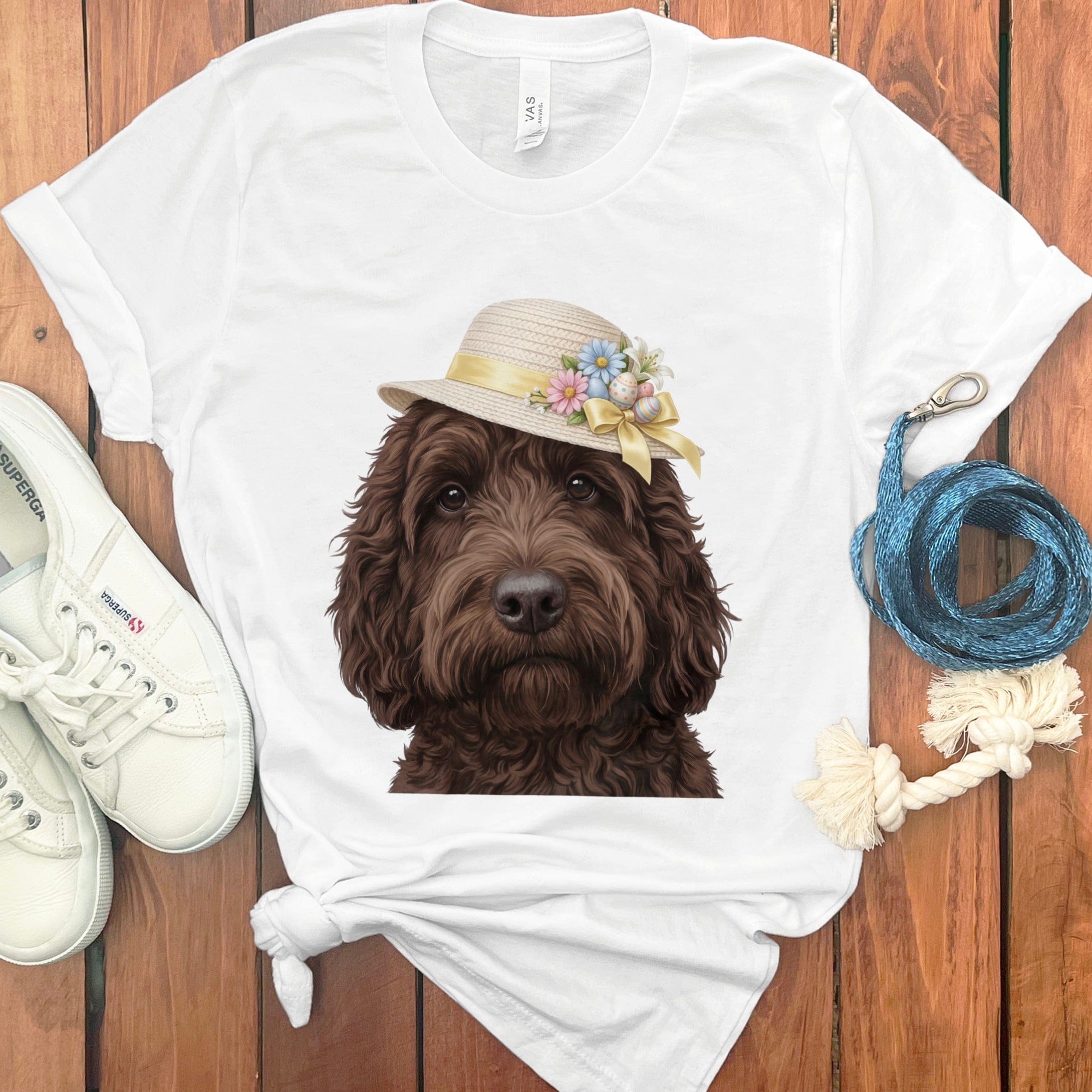 Chocolate Doodle Easter T-Shirt in White / M by Puppy Jo