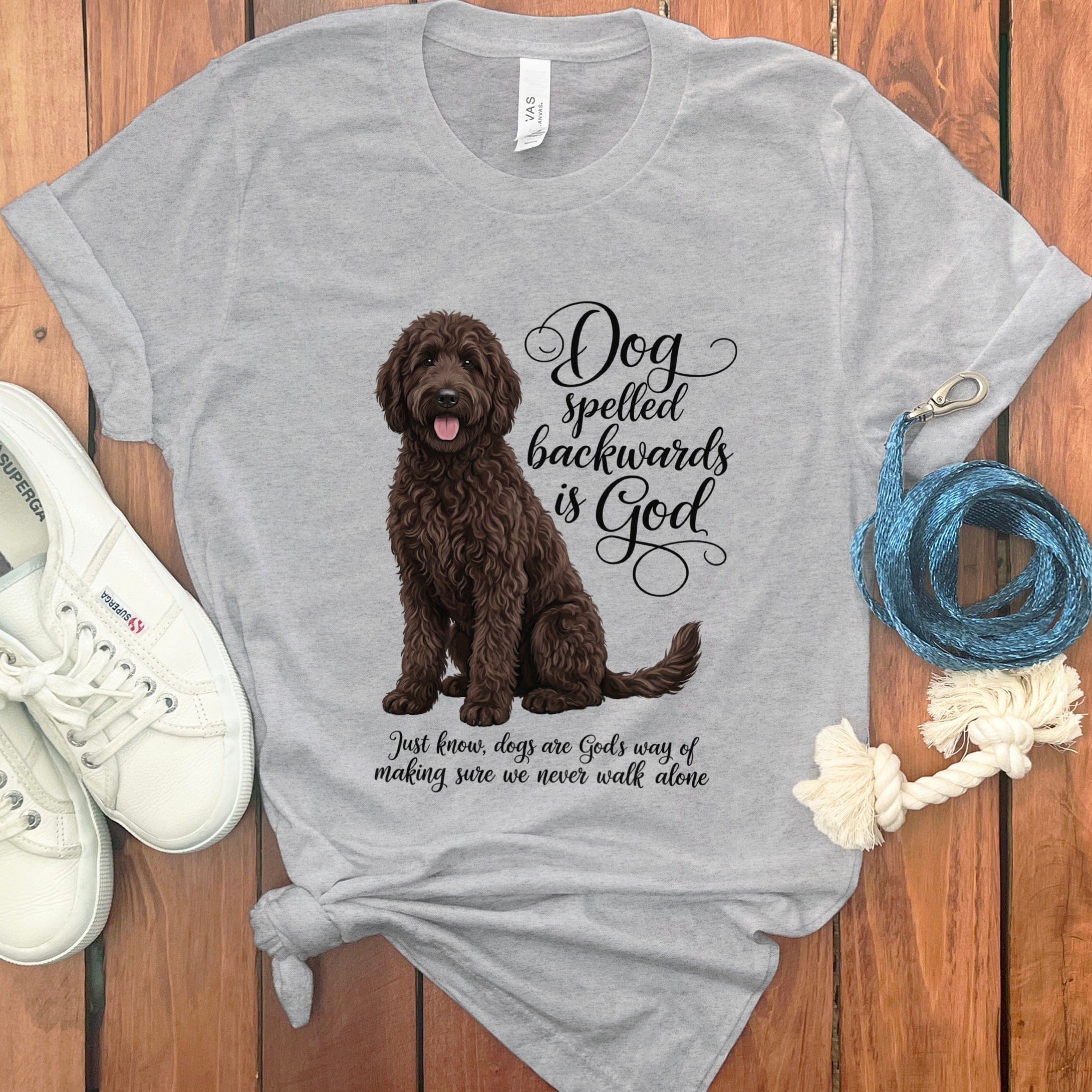Chocolate Doodle God T-Shirt in Athletic Heather / S by Puppy Jo