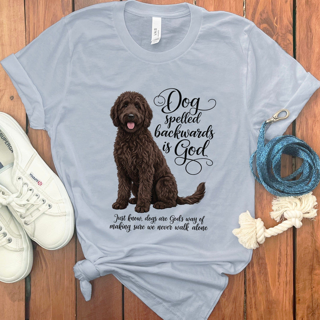 Chocolate Doodle God T-Shirt in Light Blue / S by Puppy Jo
