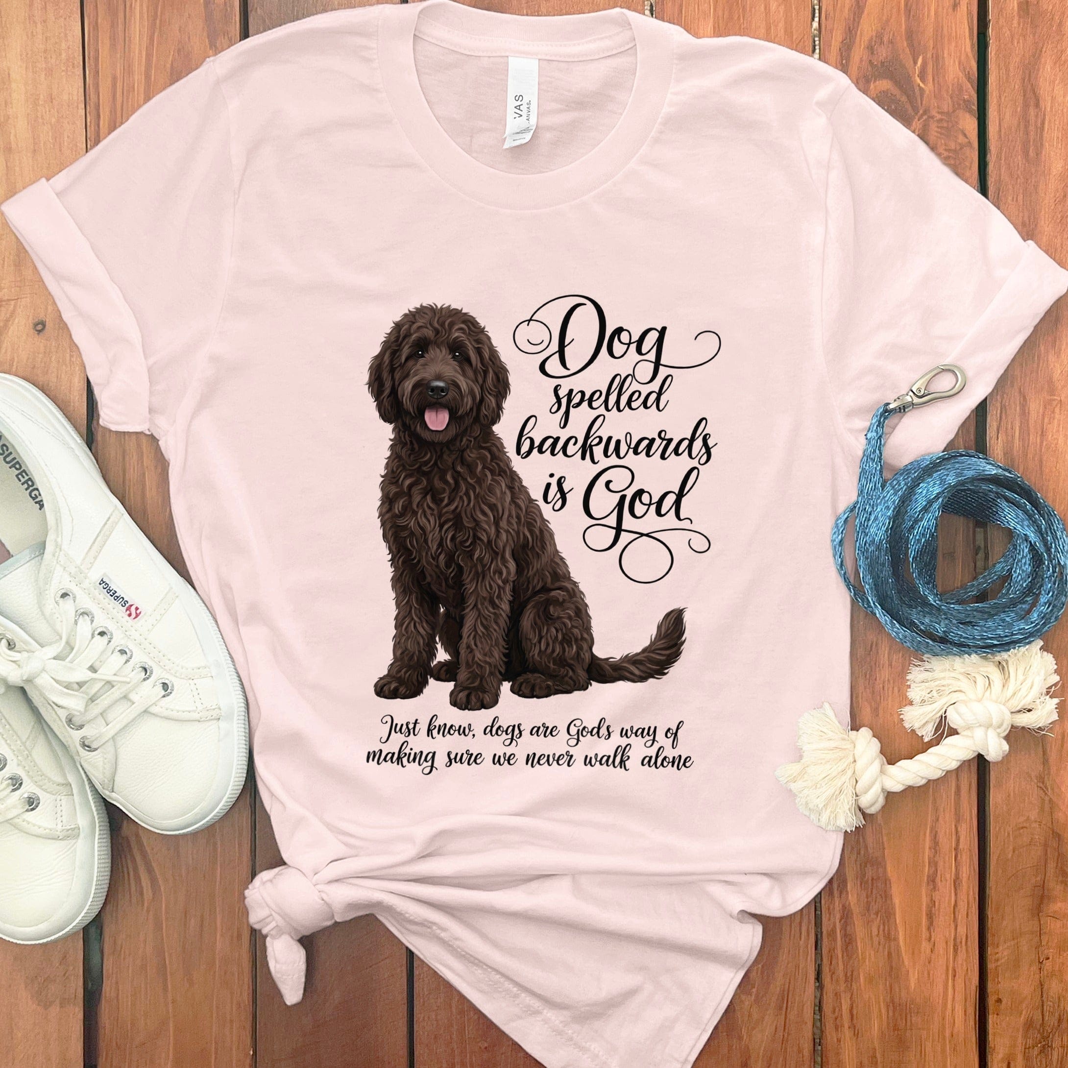 Chocolate Doodle God T-Shirt in Soft Pink / S by Puppy Jo