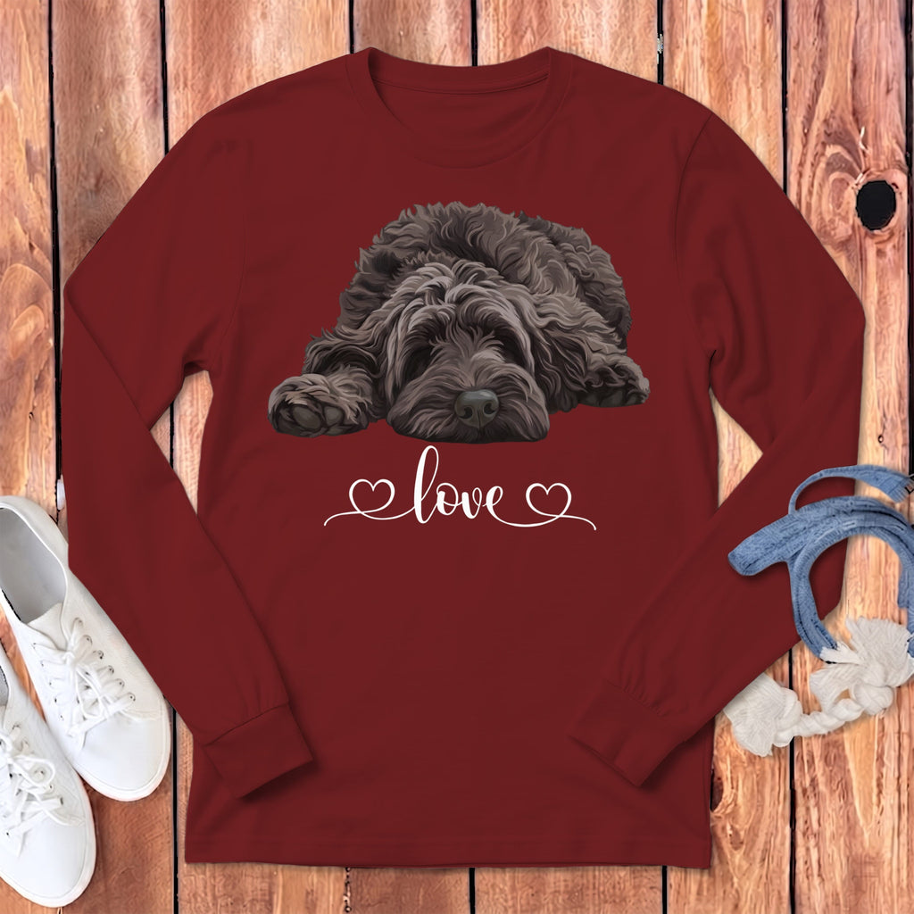 Chocolate Doodle Heart Long Sleeve T-Shirt in Cardinal / S by Puppy Jo