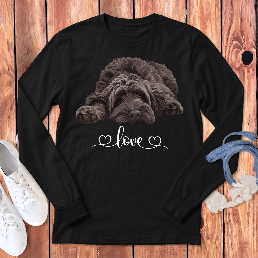 Chocolate Doodle Heart Long Sleeve T-Shirt in Dark Grey Heather / S by Puppy Jo