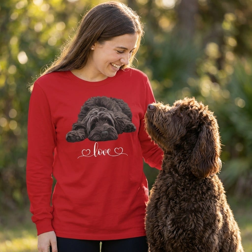 Chocolate Doodle Heart Long Sleeve T-Shirt in by Puppy Jo