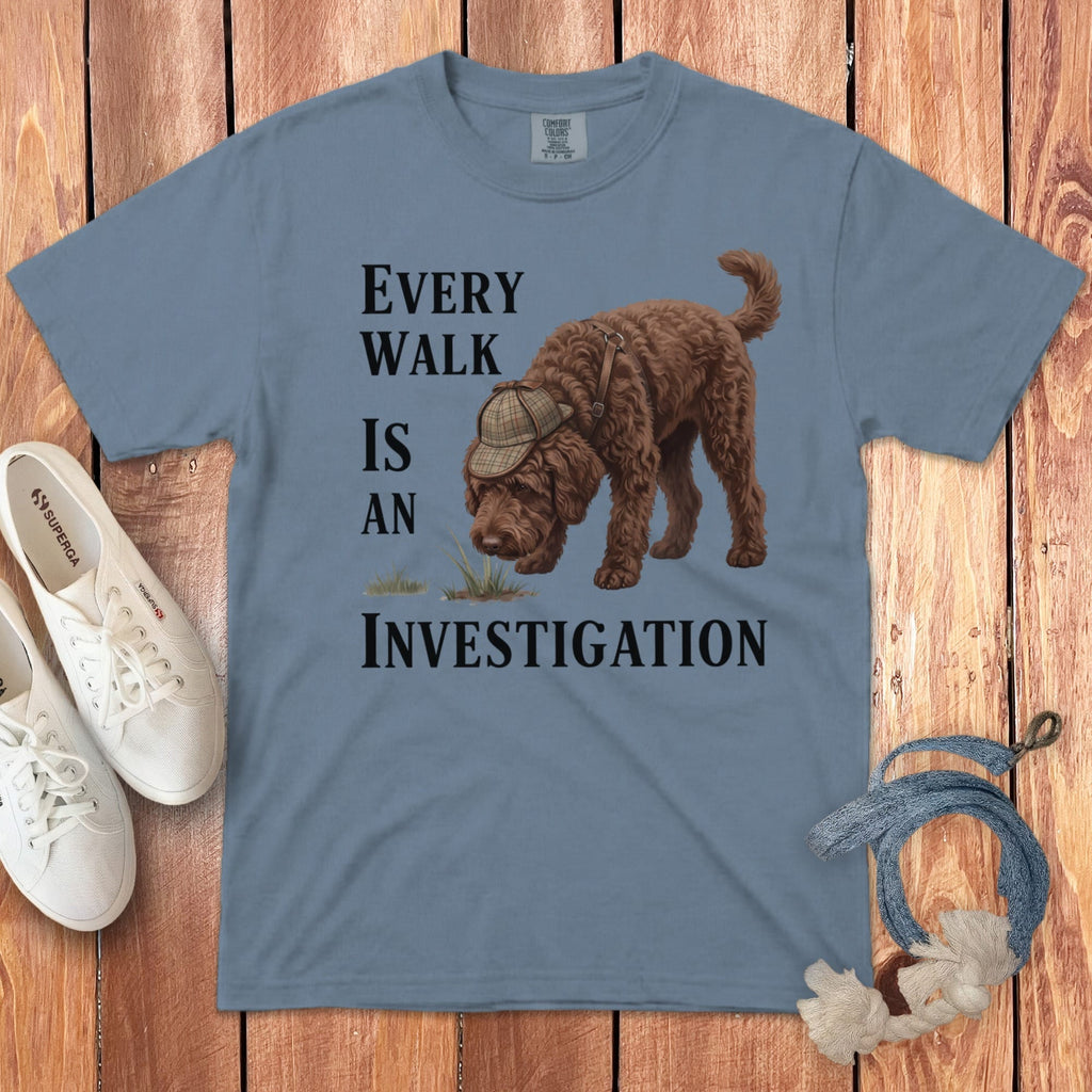 Chocolate Doodle Investigation Signature T-Shirt in Blue Jean / M by Puppy Jo