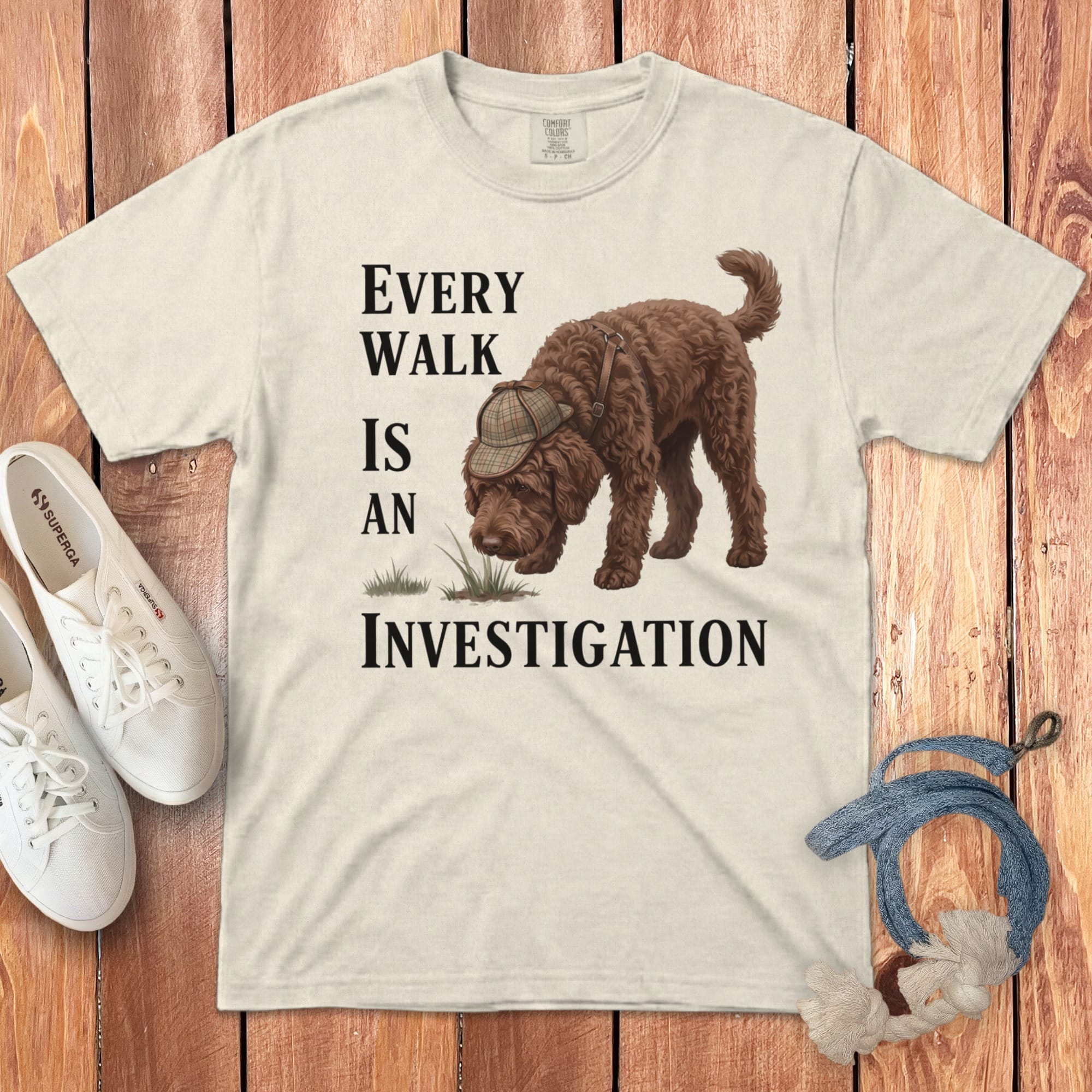 Chocolate Doodle Investigation Signature T-Shirt in Ivory / M by Puppy Jo