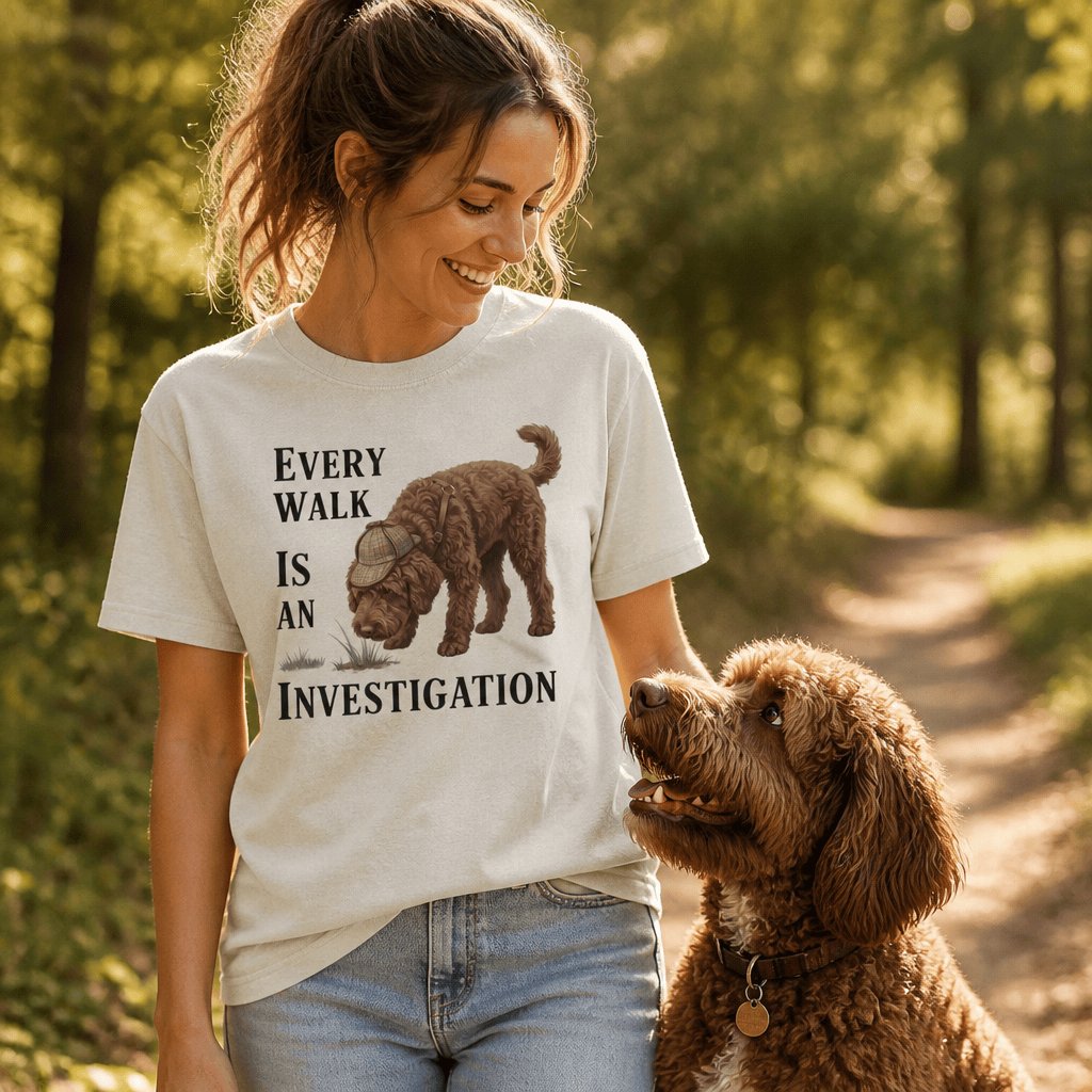 Chocolate Doodle Investigation Signature T-Shirt in by Puppy Jo