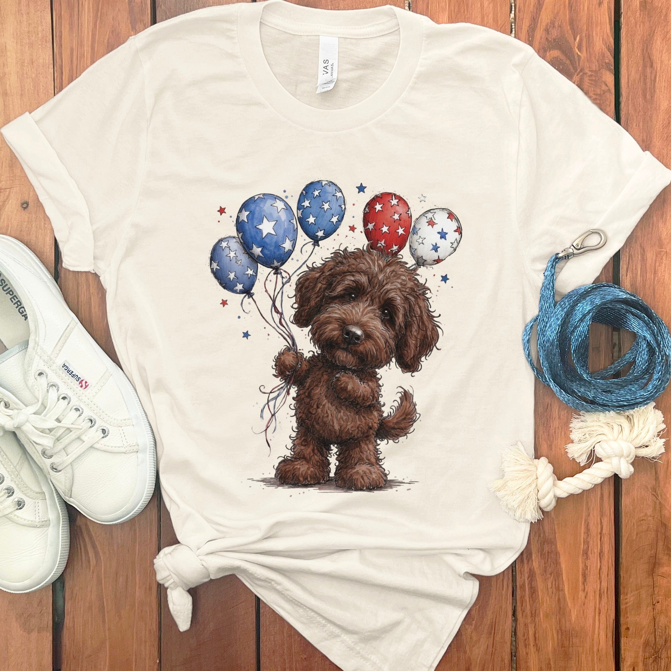 Chocolate Doodle Patriotic T-Shirt in Natural / S by Puppy Jo