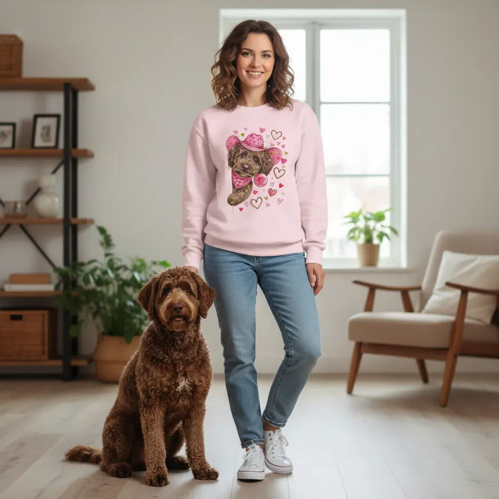 Chocolate Doodle Valentine Cowboy Sweatshirt in by Puppy Jo