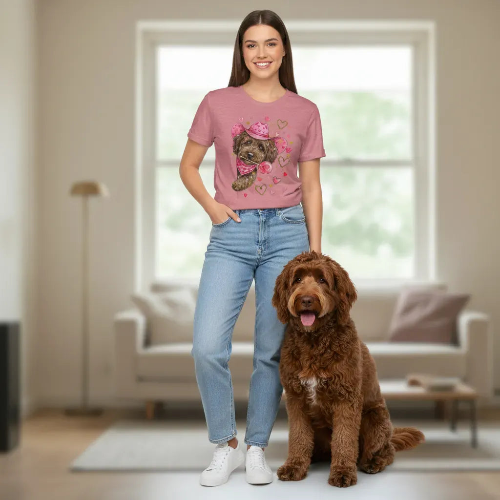 Chocolate Doodle Valentine Cowboy T-Shirt in by Puppy Jo