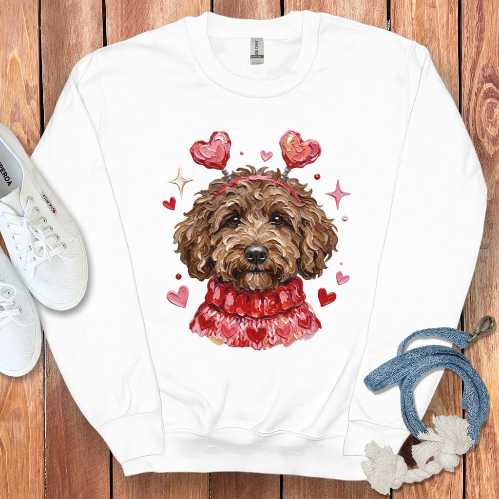 Chocolate Doodle Valentine Sweatshirt in White / S by Puppy Jo