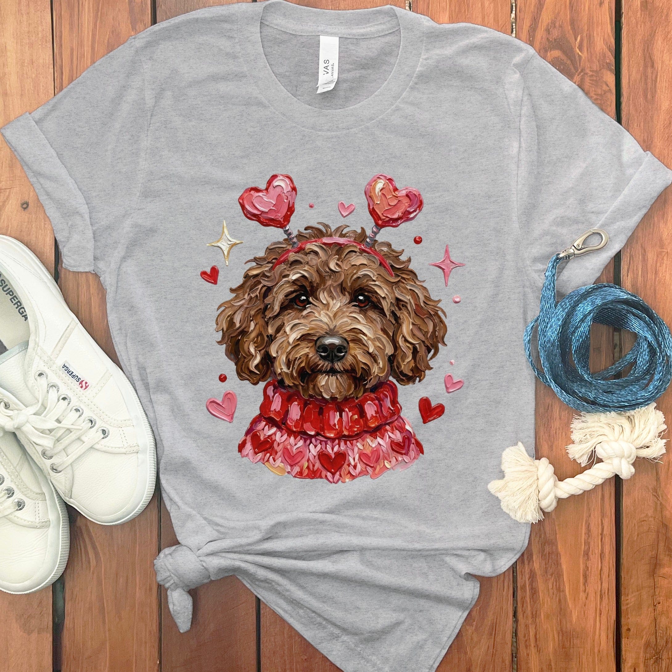 Chocolate Doodle Valentine T-Shirt in Athletic Heather / S by Puppy Jo