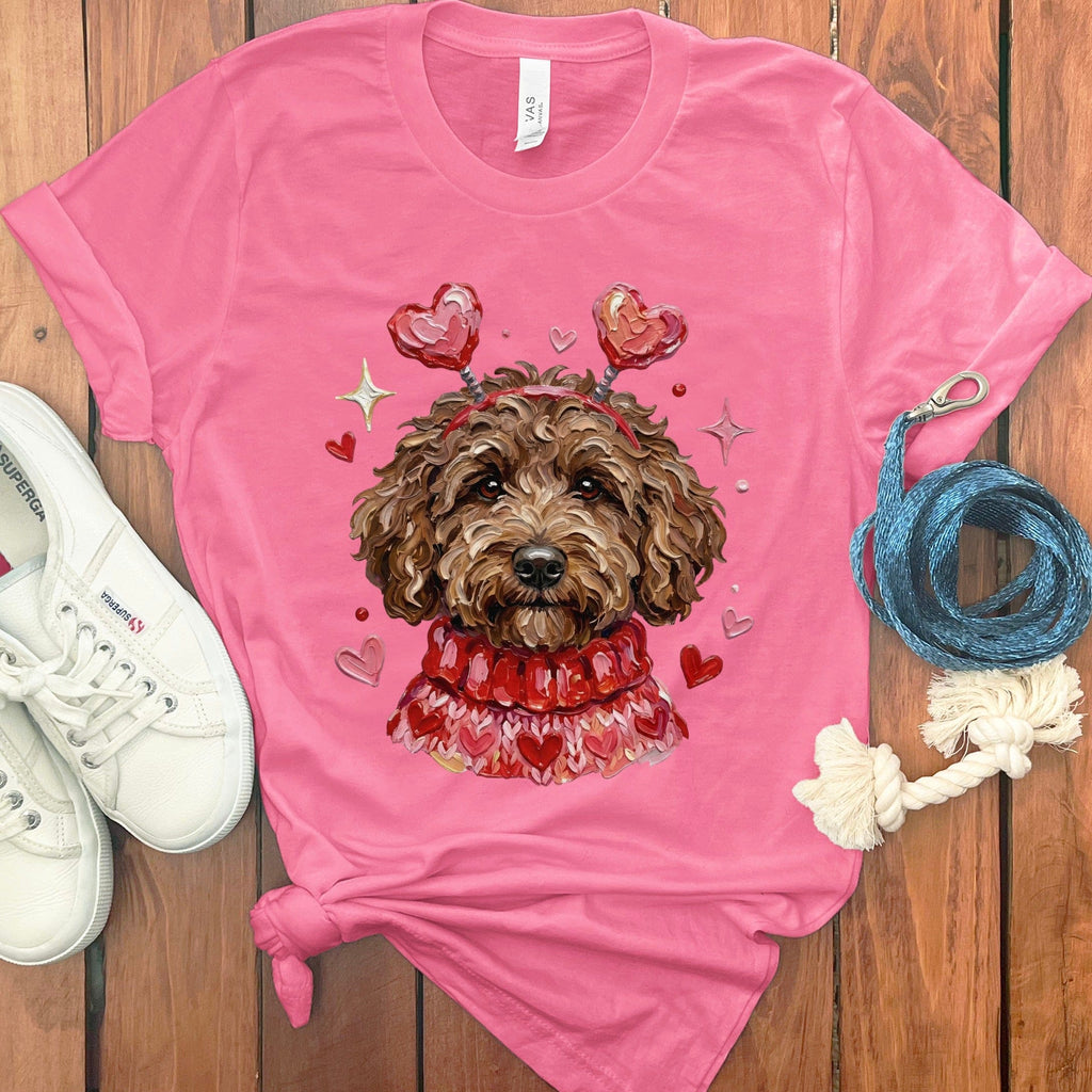 Chocolate Doodle Valentine T-Shirt in Charity Pink / S by Puppy Jo