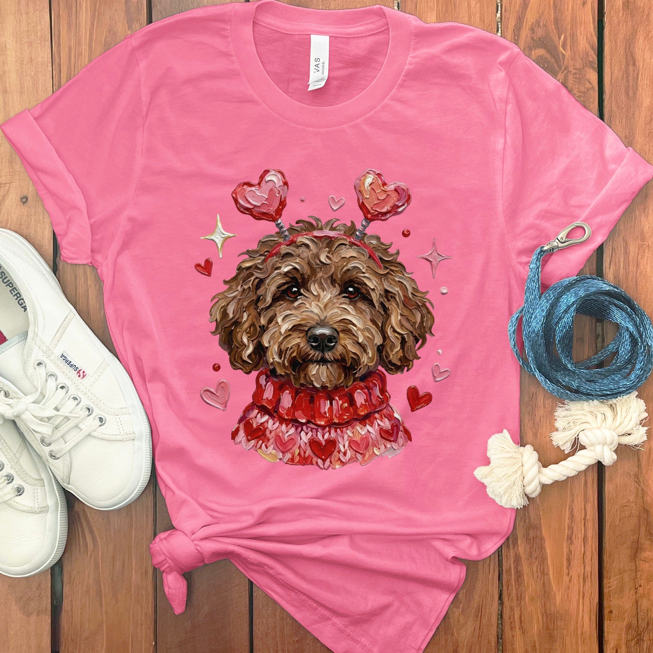 Chocolate Doodle Valentine T-Shirt in Charity Pink / S by Puppy Jo