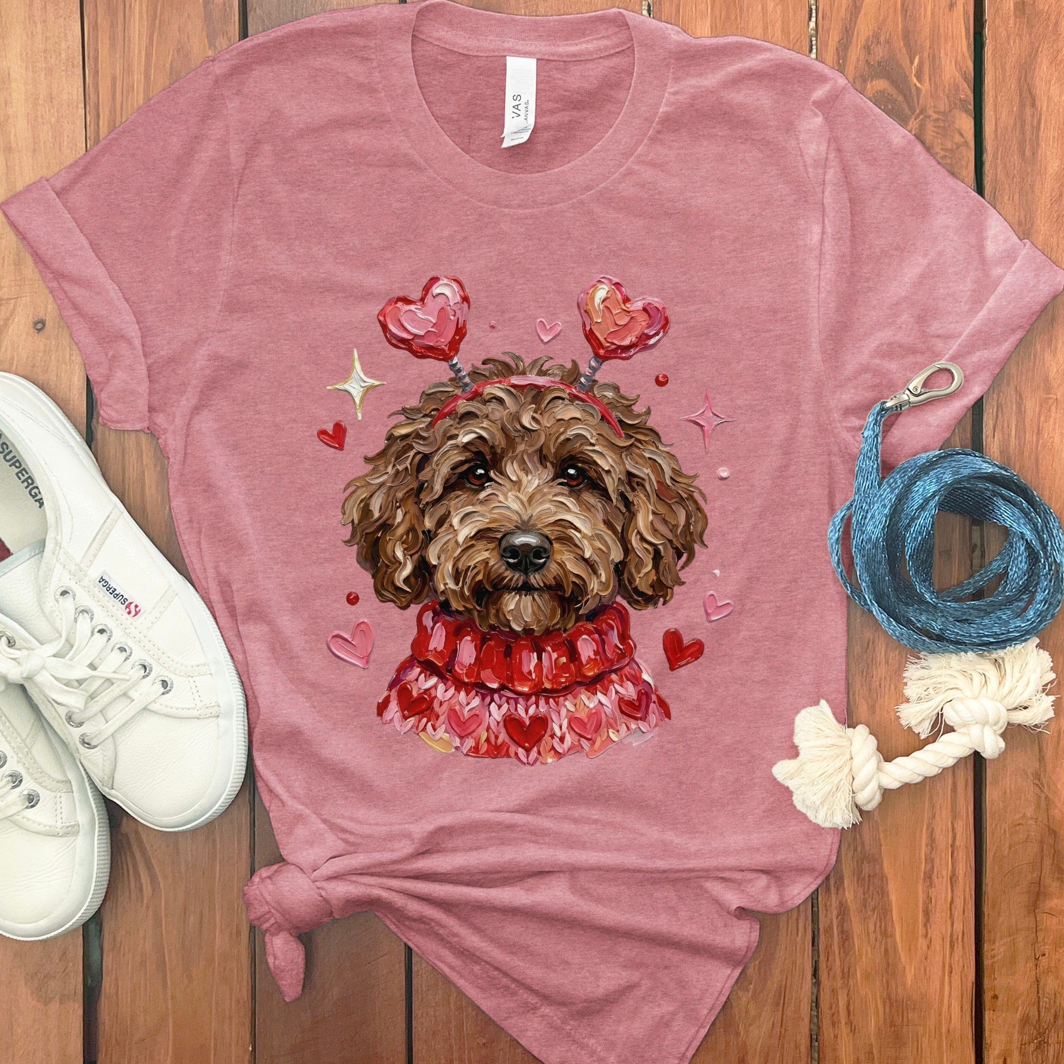 Chocolate Doodle Valentine T-Shirt in Heather Mauve / S by Puppy Jo