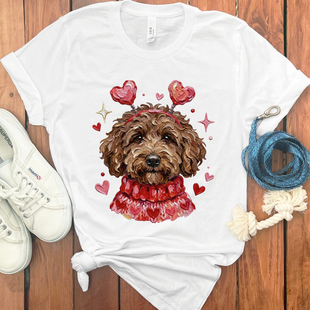 Chocolate Doodle Valentine T-Shirt in White / S by Puppy Jo