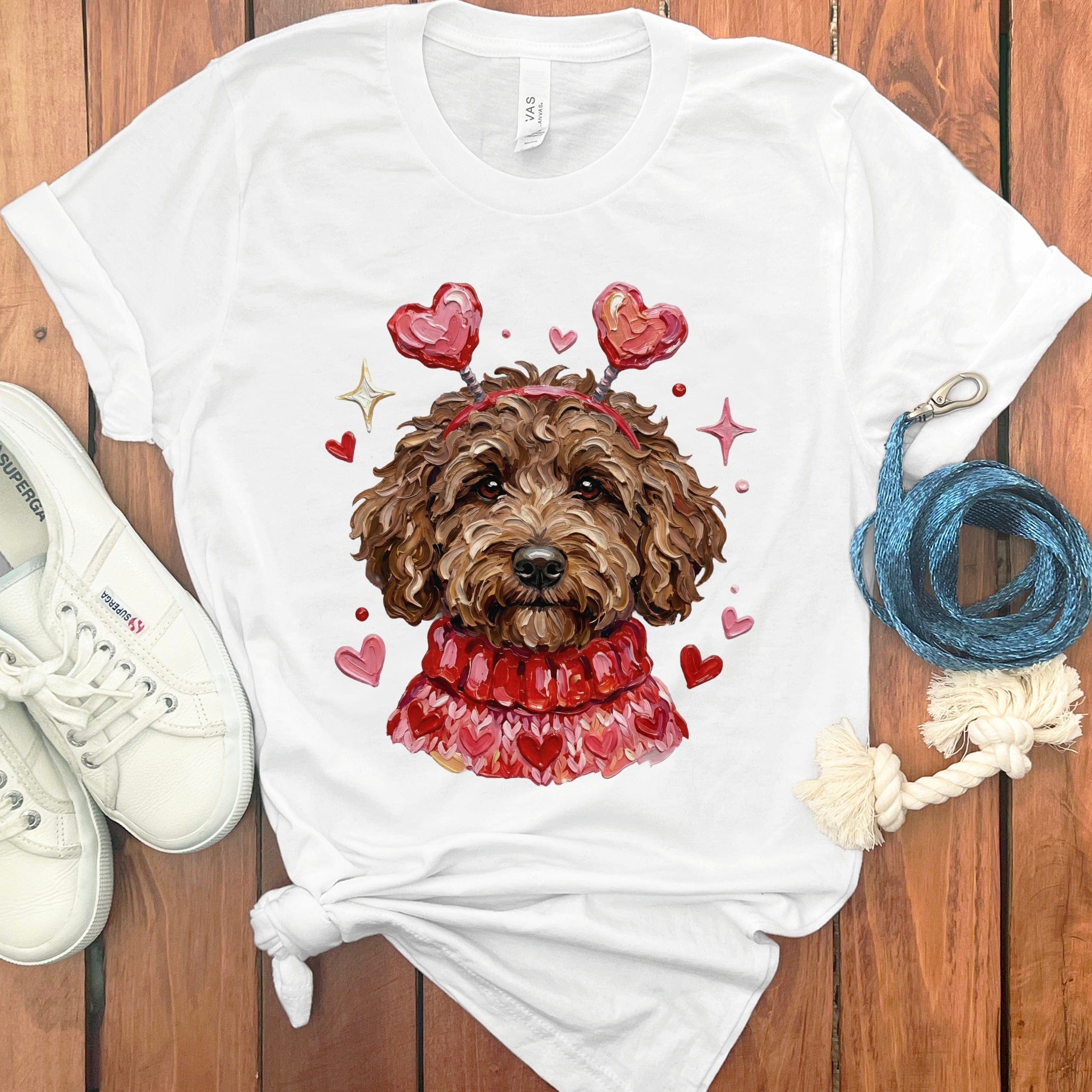 Chocolate Doodle Valentine T-Shirt in White / S by Puppy Jo