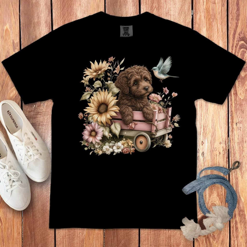 Chocolate Doodle Wagon Signature T-Shirt in Black / S by Puppy Jo