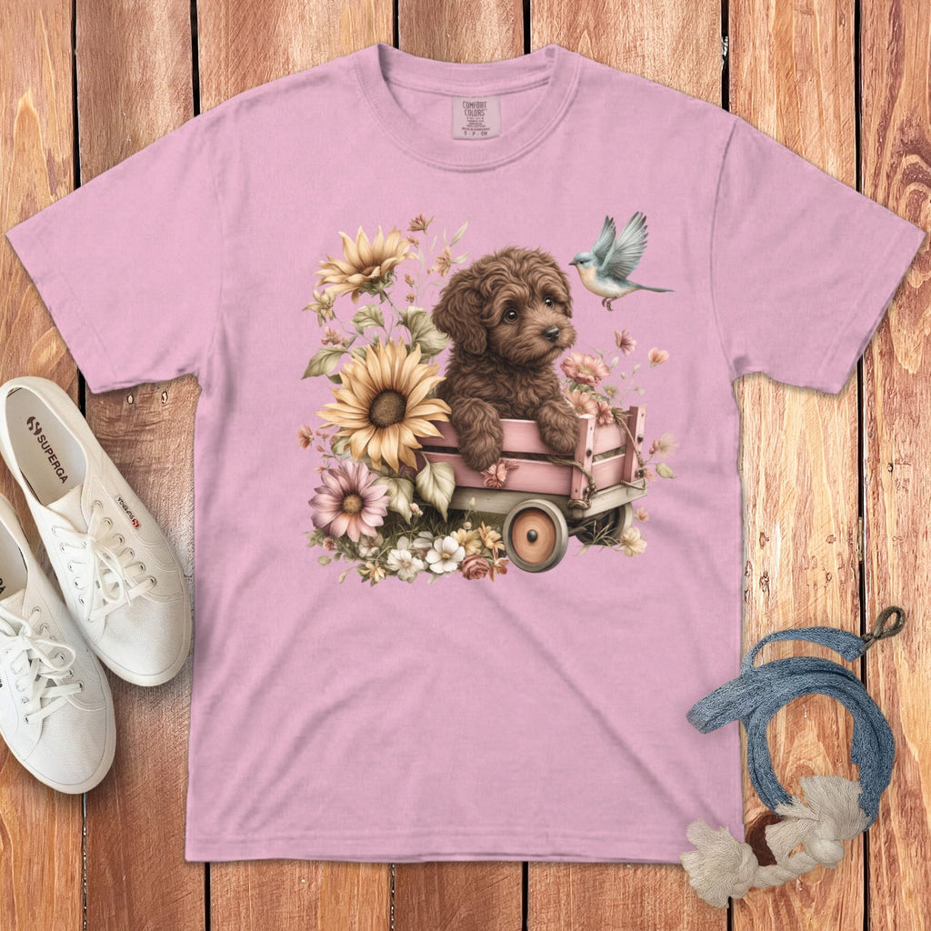 Chocolate Doodle Wagon Signature T-Shirt in Blossom / S by Puppy Jo