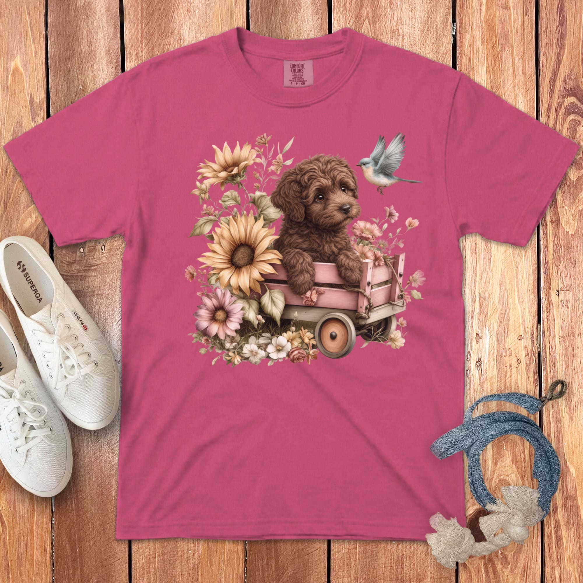Chocolate Doodle Wagon Signature T-Shirt in Crunchberry / S by Puppy Jo