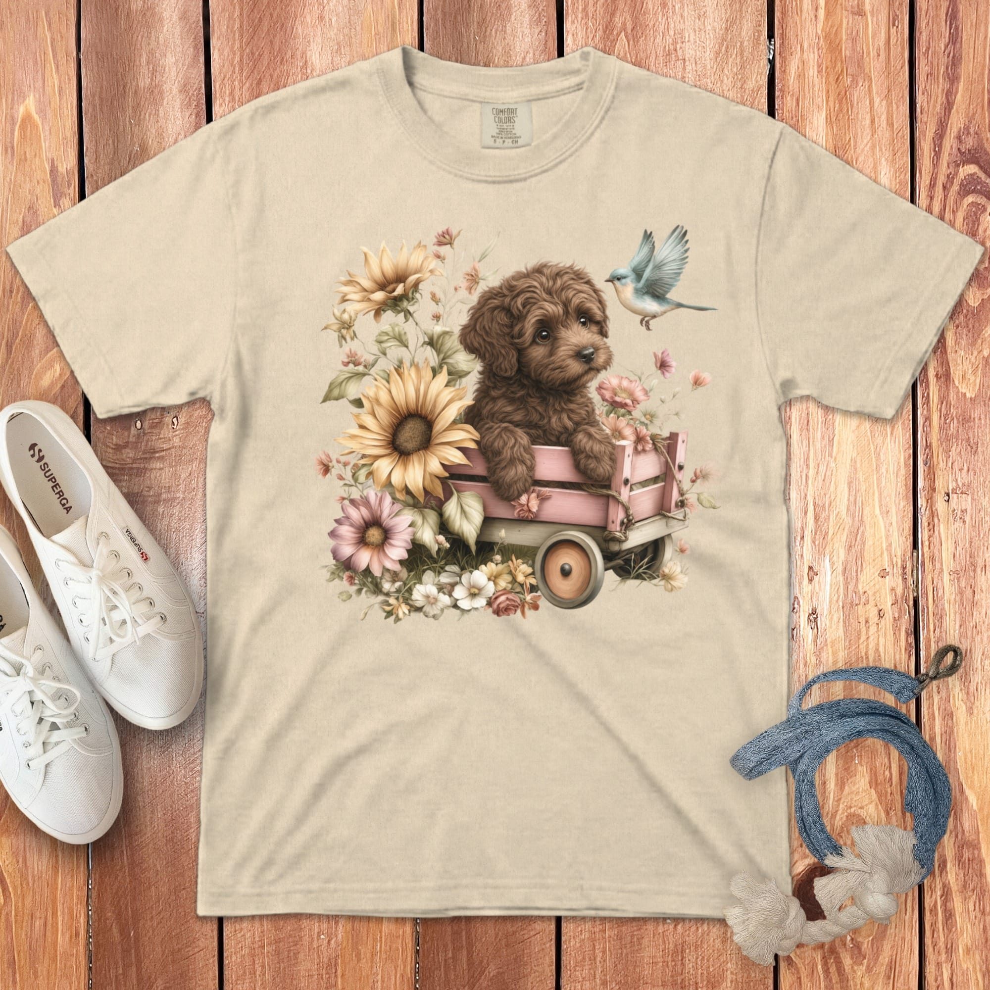 Chocolate Doodle Wagon Signature T-Shirt in Ivory / S by Puppy Jo