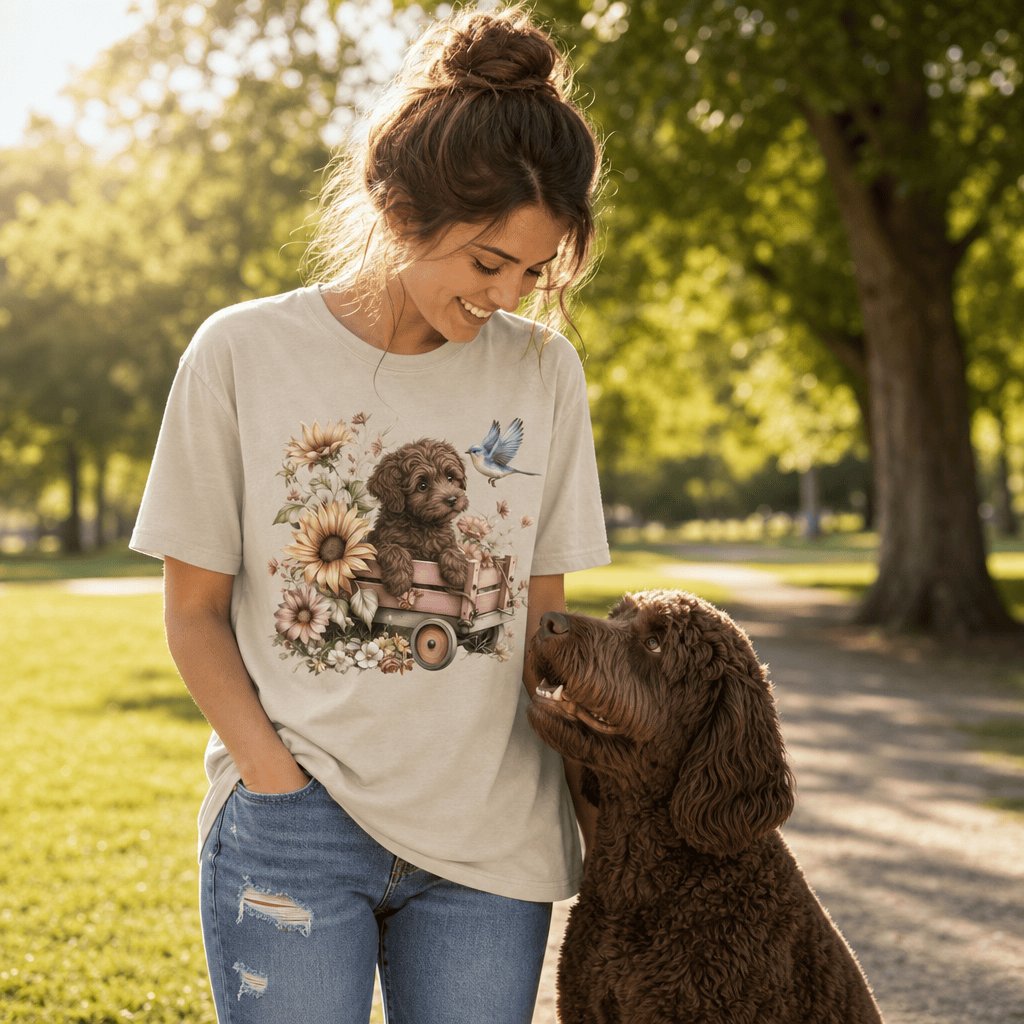 Chocolate Doodle Wagon Signature T-Shirt in by Puppy Jo