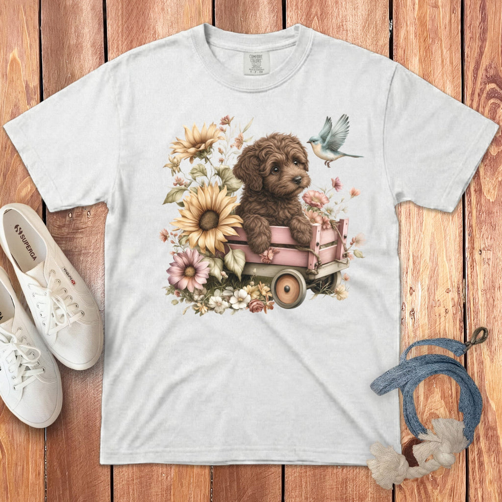 Chocolate Doodle Wagon Signature T-Shirt in White / S by Puppy Jo