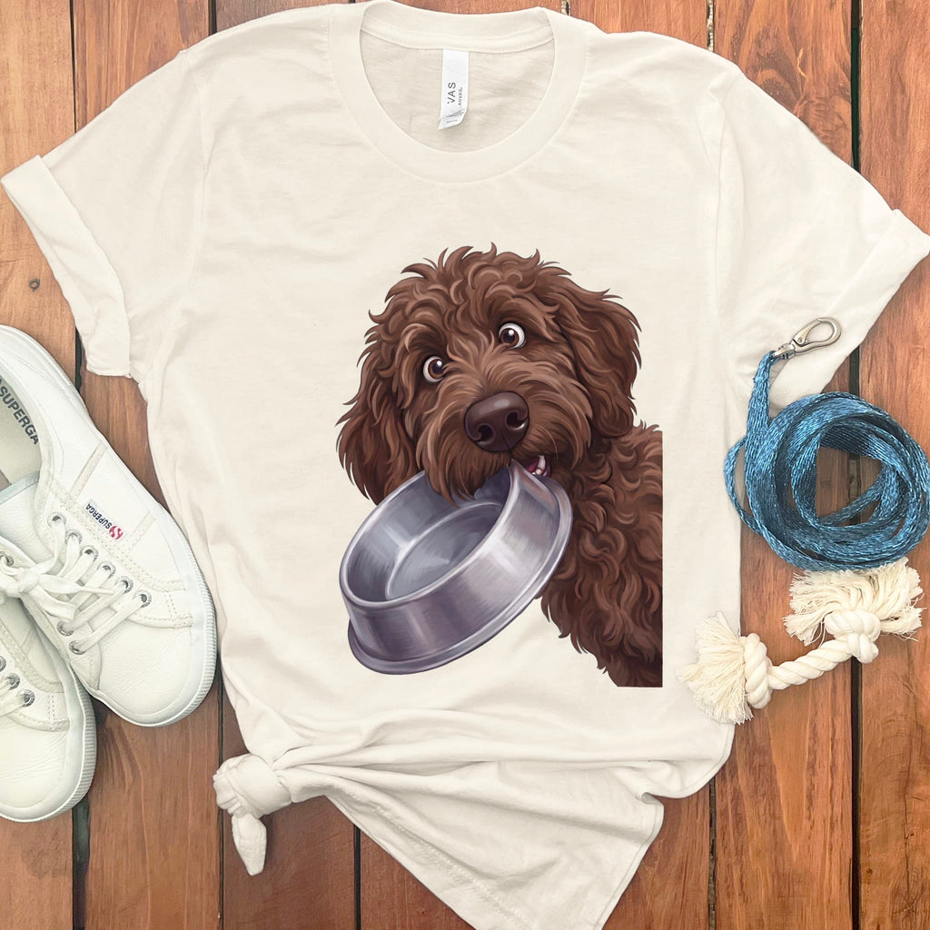 Chocolate Goldendoodle Bowl T-Shirt in Natural / S by Puppy Jo