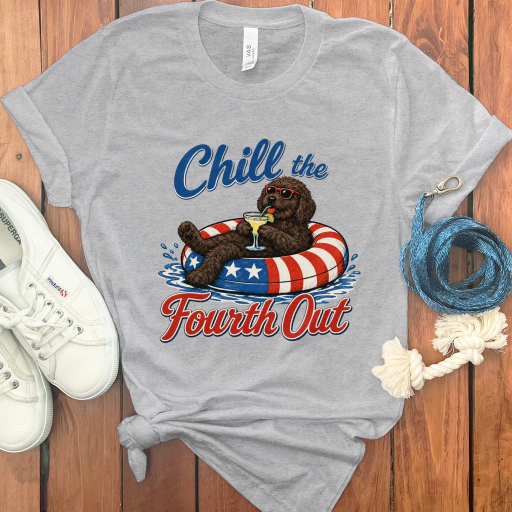 Chocolate Goldendoodle Chill T-Shirt in Athletic Heather / S by Puppy Jo