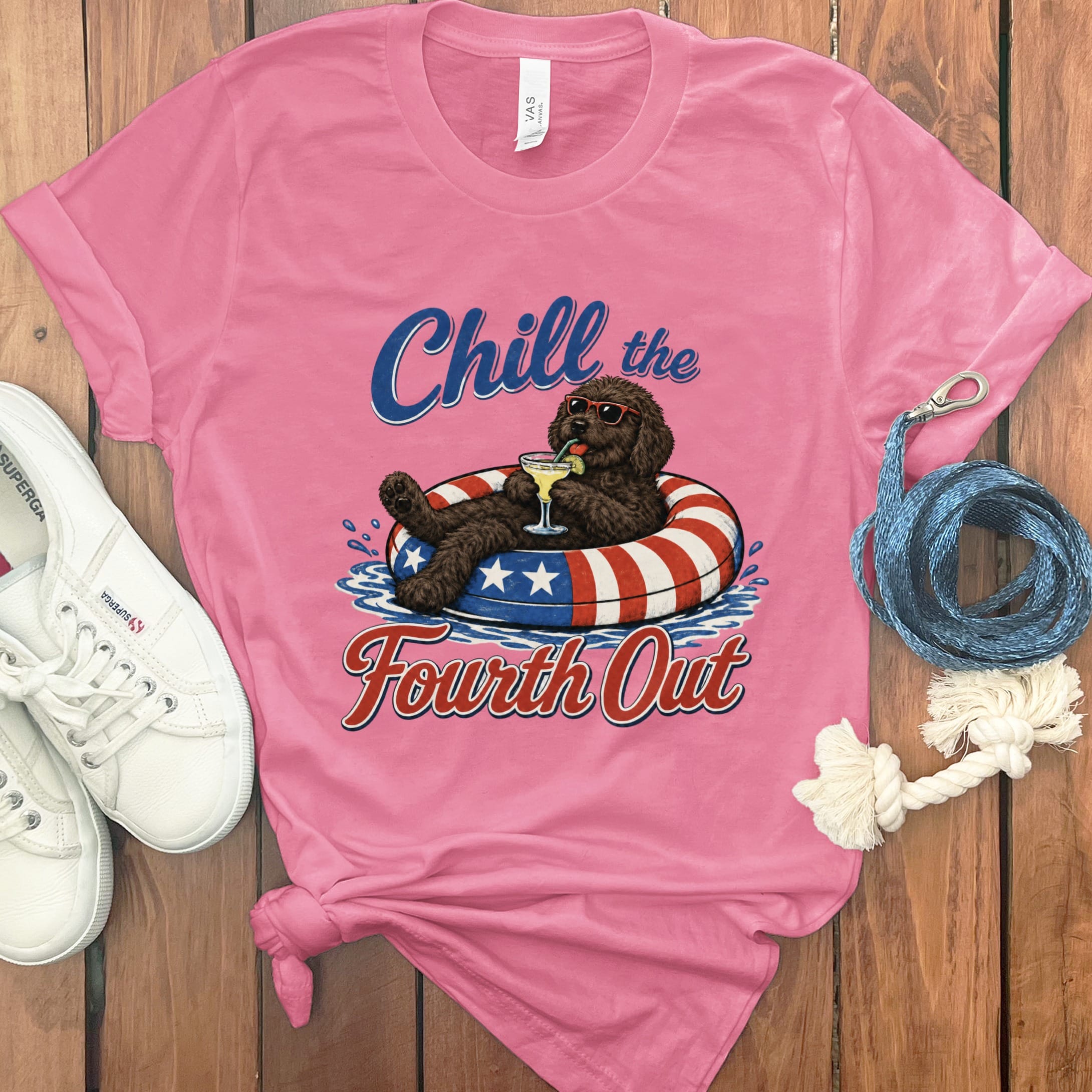 Chocolate Goldendoodle Chill T-Shirt in Charity Pink / S by Puppy Jo