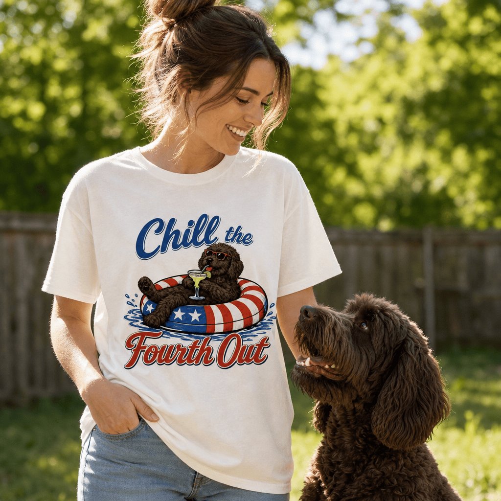 Chocolate Goldendoodle Chill T-Shirt in by Puppy Jo