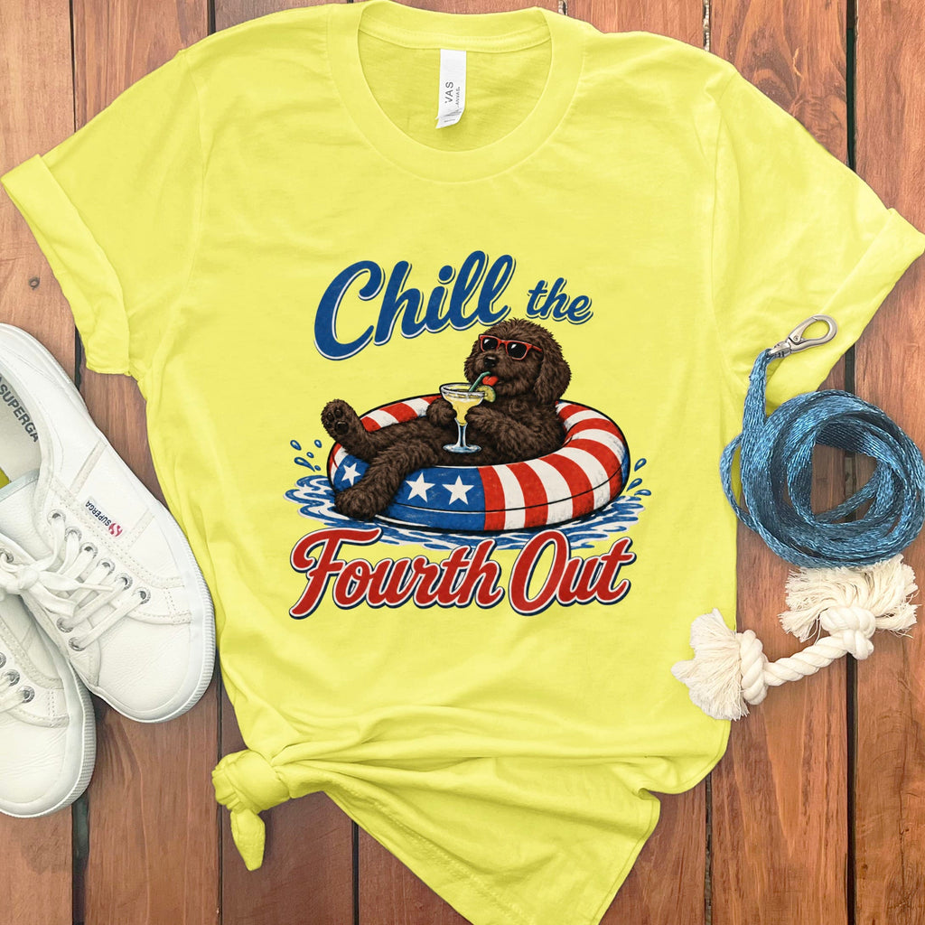 Chocolate Goldendoodle Chill T-Shirt in Yellow / S by Puppy Jo