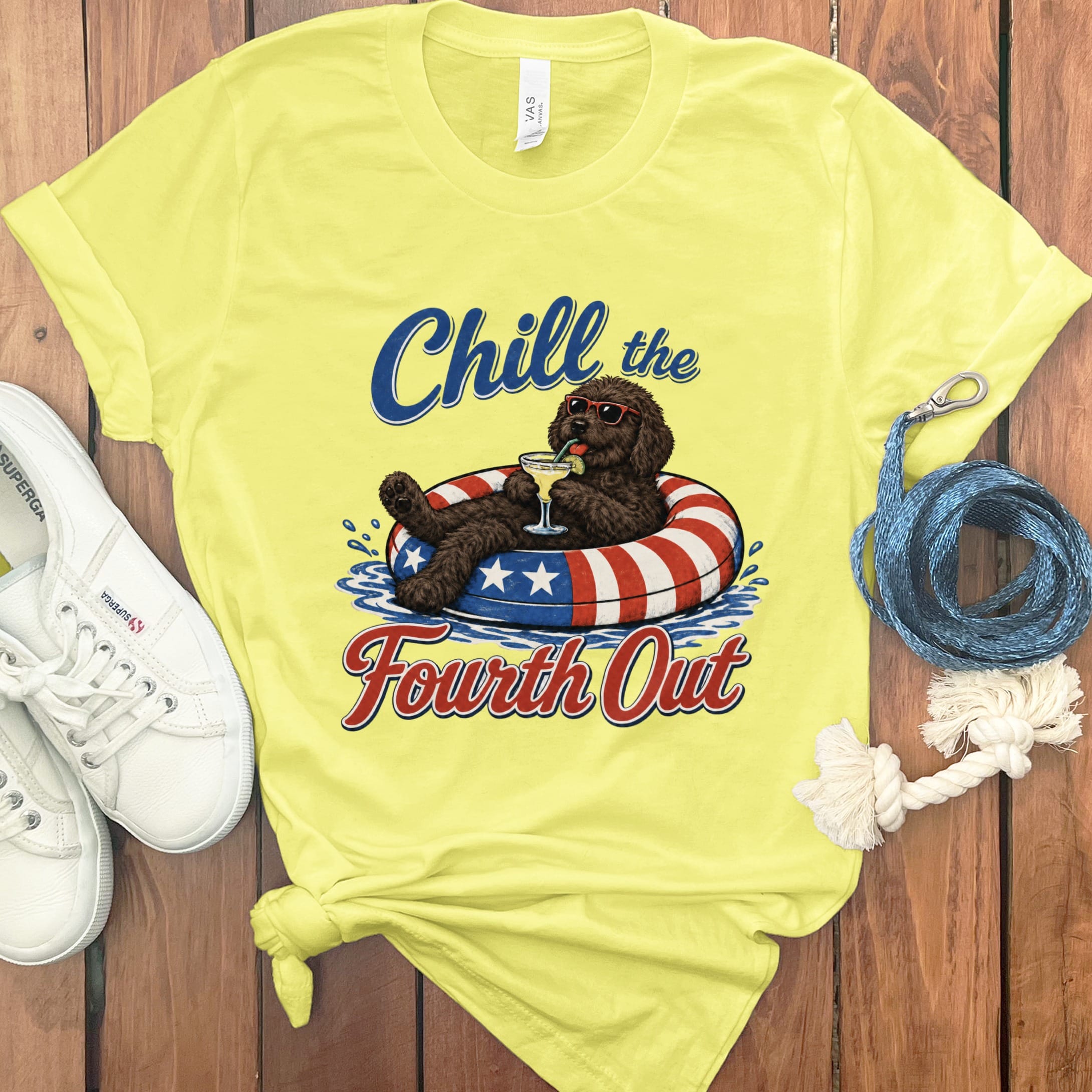 Chocolate Goldendoodle Chill T-Shirt in Yellow / S by Puppy Jo