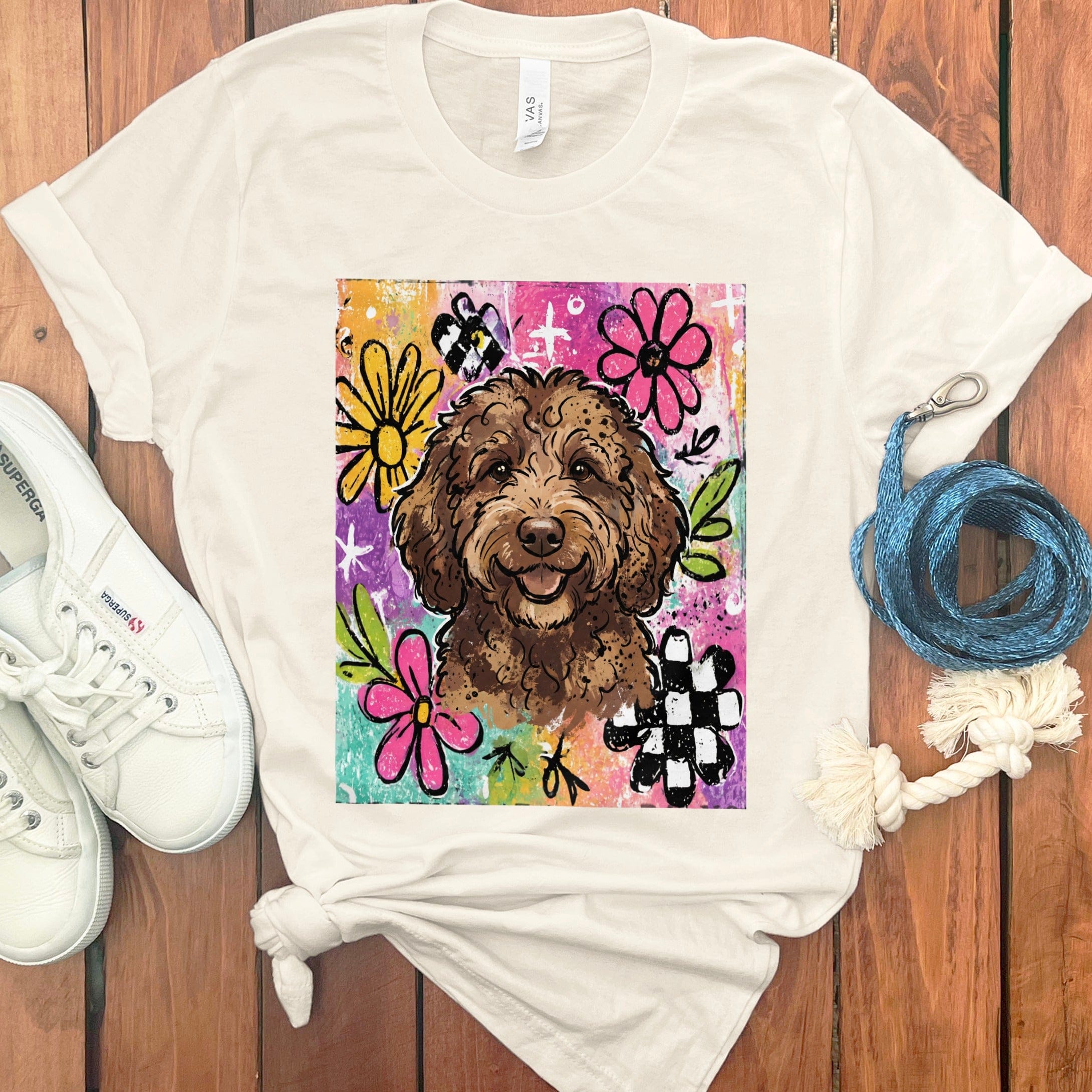 Chocolate Goldendoodle Color Pop T-Shirt in Natural / S by Puppy Jo