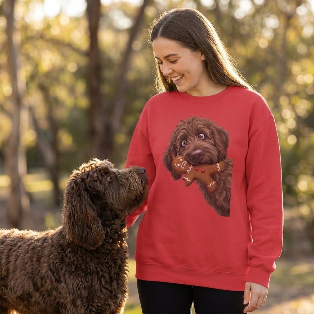 Chocolate Goldendoodle Cookie Thief Sweatshirt in by Puppy Jo