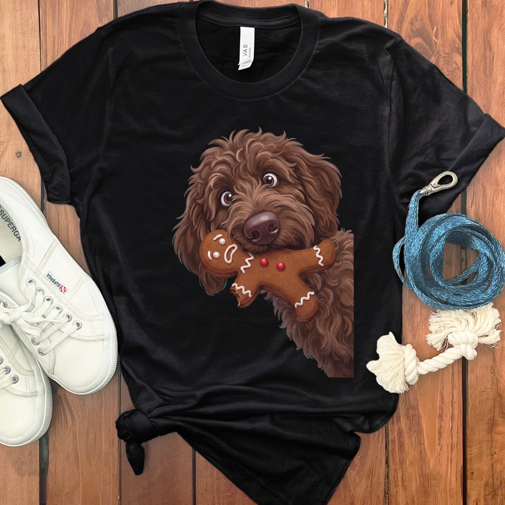 Chocolate Goldendoodle Cookie Thief T-Shirt in S / Black by Puppy Jo
