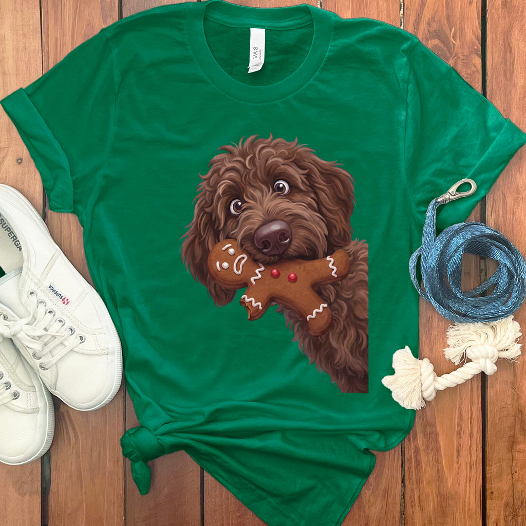Chocolate Goldendoodle Cookie Thief T-Shirt in S / Kelly by Puppy Jo
