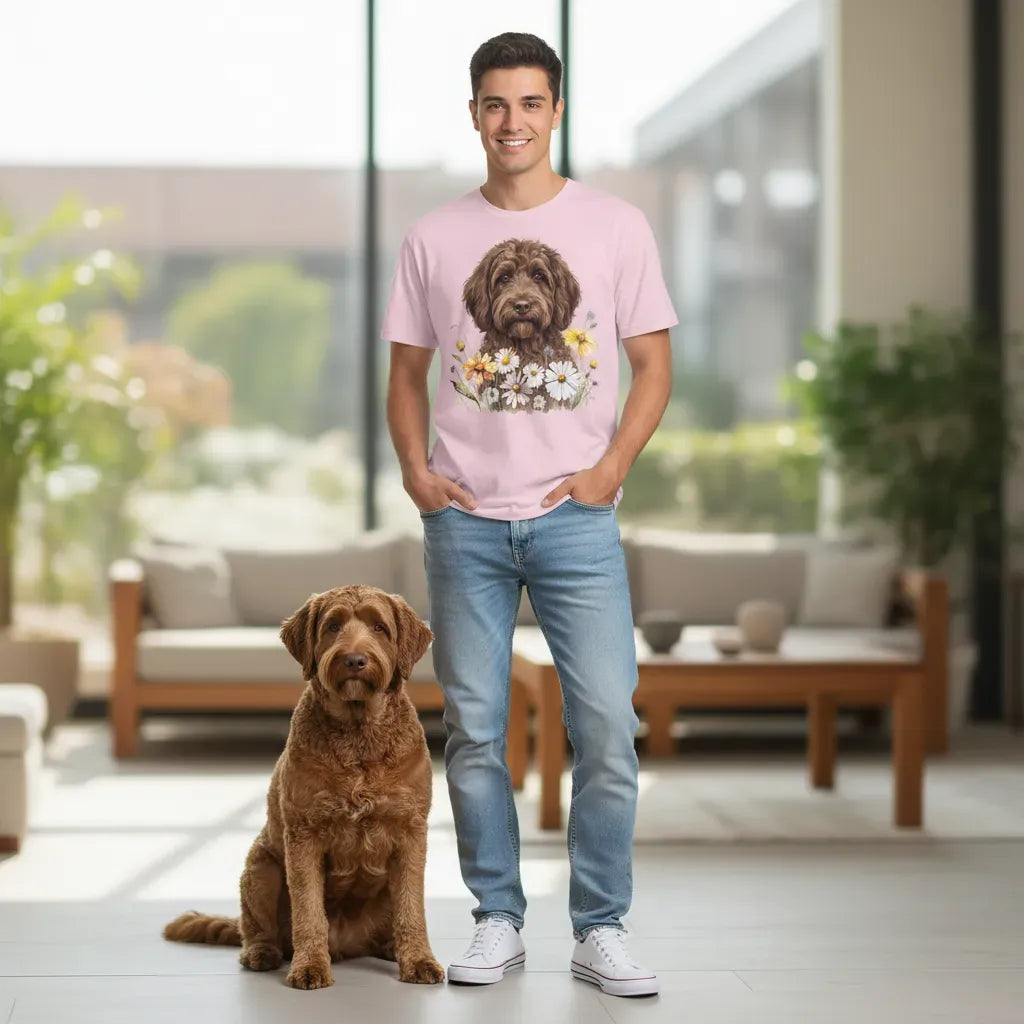 Chocolate Goldendoodle Daisy Signature T-Shirt in by Puppy Jo